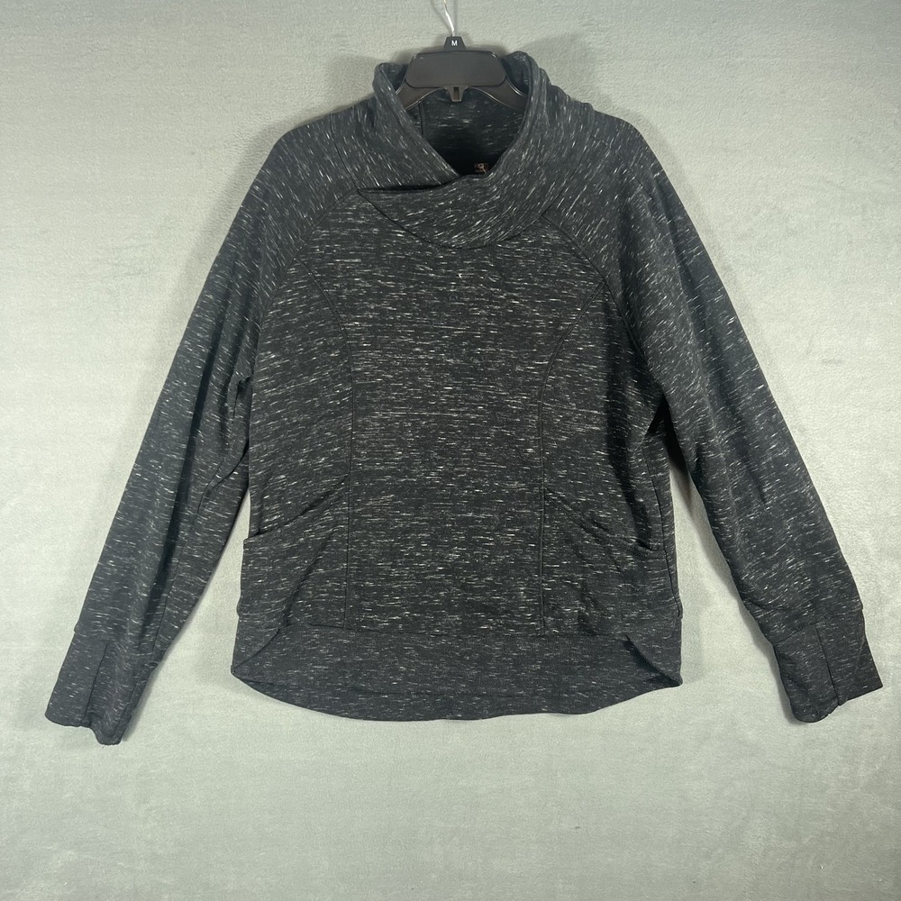 90 Degree By Reflex Women's XL Cowl Neck Heather Gray Activewear Pullover Top